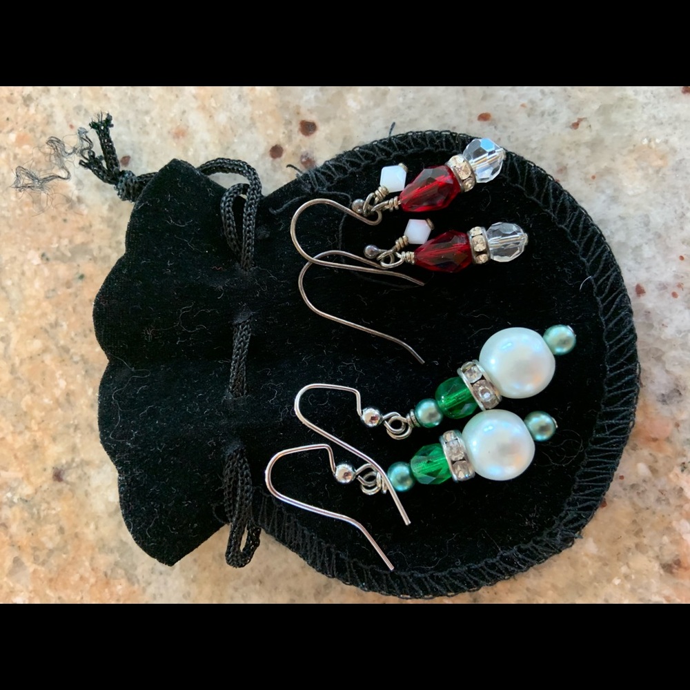 2 pair Glass & Hypoallergenic Earrings